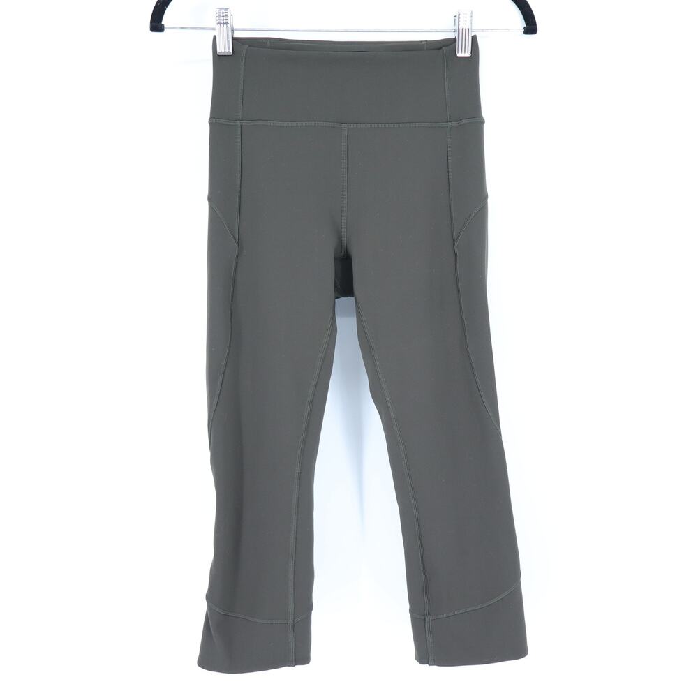 LULULEMON Movement Crop Legging Dark Olive Tight High Rise Active Women's 4